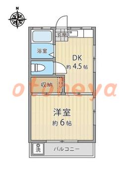 楽器ピアノ可相談 の 賃貸物件 1DK 6.8万円の図面１