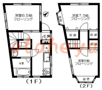 楽器ピアノ可相談 の 賃貸物件 3K 13.5万円の図面１