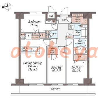 楽器ピアノ可相談 の 賃貸物件 3LDK 20.5万円の図面１