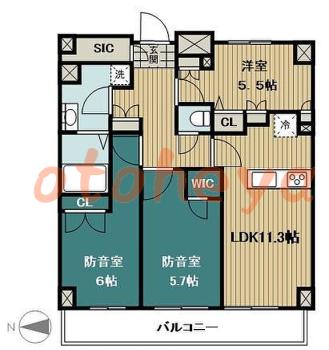 楽器ピアノ可相談 の 賃貸物件 3LDK 20.5万円の図面１