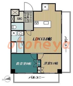 楽器ピアノ可相談 の 賃貸物件 2LDK 17.4万円の図面１