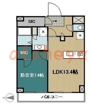 楽器ピアノ可相談 の 賃貸物件 1LDK 14.8万円の図面１