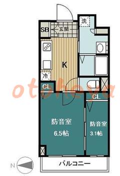 楽器ピアノ可相談 の 賃貸物件 1LDK 12.2万円の図面１