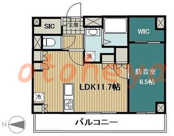 楽器ピアノ可相談 の 賃貸物件 1LDK 16.6万円の図面１