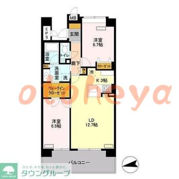 楽器ピアノ可相談 の 賃貸物件 2LDK 16.8万円の図面１