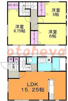 楽器ピアノ可相談 の 賃貸物件 3LDK 21.5万円の図面１