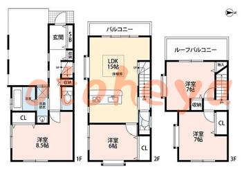 楽器ピアノ可相談 の 賃貸物件 4LDK 24.8万円の図面１