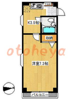 楽器ピアノ可相談 の 賃貸物件 1K 5.7万円の図面１