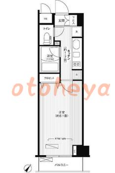 楽器ピアノ可相談 の 賃貸物件 1K 10.7万円の図面１