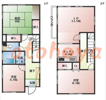 楽器ピアノ可相談 の 賃貸物件 3LDK 15万円の図面１
