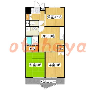 楽器ピアノ可相談 の 賃貸物件 3DK 11.5万円の図面１