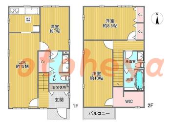 楽器ピアノ可相談 の 賃貸物件 3LDK 15.9万円の図面１