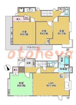 防音賃貸物件・楽器ピアノ可相談 の 賃貸物件 4LDK 12.9万円の図面１