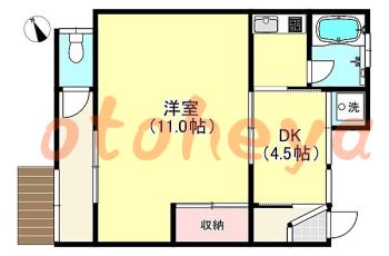 楽器ピアノ可相談 の 賃貸物件 1DK 6.5万円の図面１