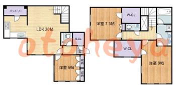 楽器ピアノ可相談 の 賃貸物件 3LDK 33.5万円の図面１