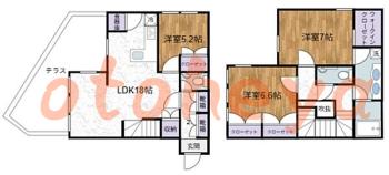 楽器ピアノ可相談 の 賃貸物件 3LDK 29万円の図面１