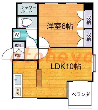 楽器ピアノ可相談 の 賃貸物件 1LDK 10.35万円の図面１