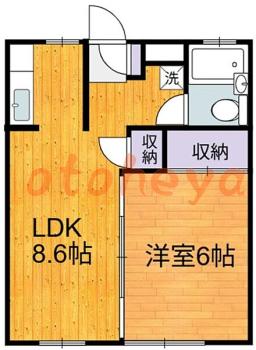 楽器ピアノ可相談 の 賃貸物件 1LDK 9.7万円の図面１