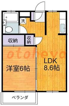 楽器ピアノ可相談 の 賃貸物件 1LDK 9.7万円の図面１