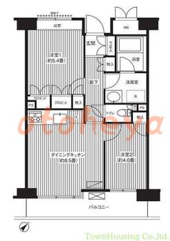 楽器ピアノ可相談 の 賃貸物件 2DK 16.6万円の図面１