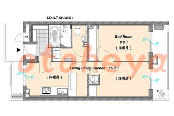楽器ピアノ可相談 の 賃貸物件 1LDK 13.4万円の図面１