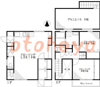 楽器ピアノ可相談 の 賃貸物件 2LDK 30万円の図面１