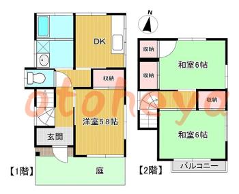 楽器ピアノ可相談 の 賃貸物件 3DK 10万円の図面１