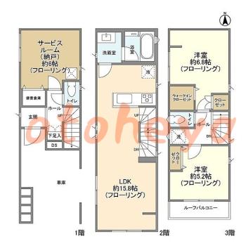 楽器ピアノ可相談 の 賃貸物件 2SLDK 30.3万円の図面１
