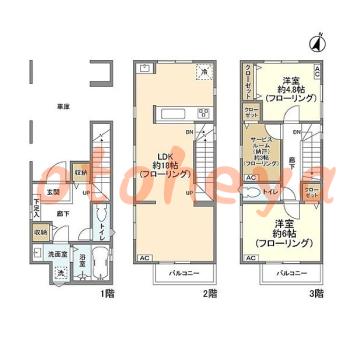 楽器ピアノ可相談 の 賃貸物件 2SLDK 22万円の図面１