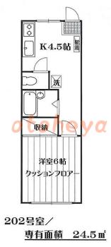 楽器ピアノ可相談 の 賃貸物件 1DK 6.2万円の図面１