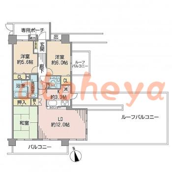 楽器ピアノ可相談 の 賃貸物件 3LDK 17.5万円の図面１