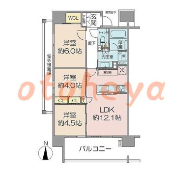 楽器ピアノ可相談 の 賃貸物件 3LDK 22万円の図面１