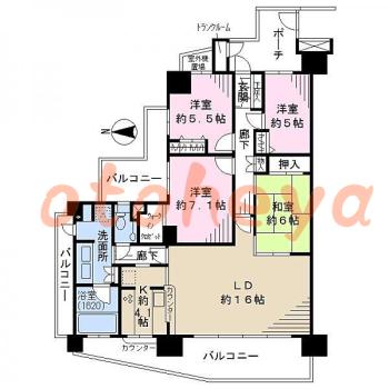 楽器ピアノ可相談 の 賃貸物件 4LDK 22万円の図面１