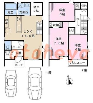 楽器ピアノ可相談 の 賃貸物件 3SLDK 22.5万円の図面１