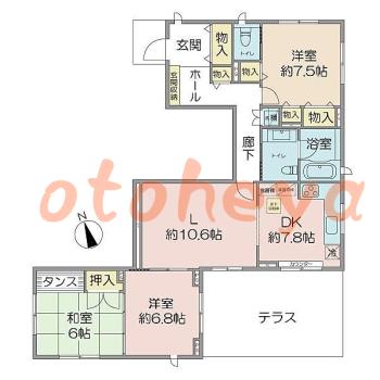 楽器ピアノ可相談 の 賃貸物件 3LDK 28万円の図面１