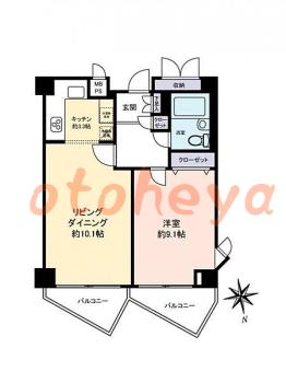 楽器ピアノ可相談 の 賃貸物件 1LDK 15.2万円の図面１