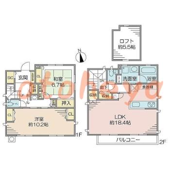 楽器ピアノ可相談 の 賃貸物件 2LDK 17万円の図面１