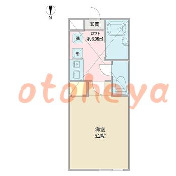 楽器ピアノ可相談 の 賃貸物件 1K 5.4万円の図面１