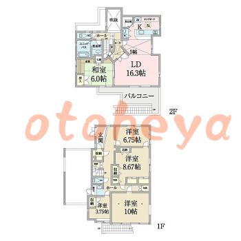 楽器ピアノ可相談 の 賃貸物件 5LDK 35万円の図面１