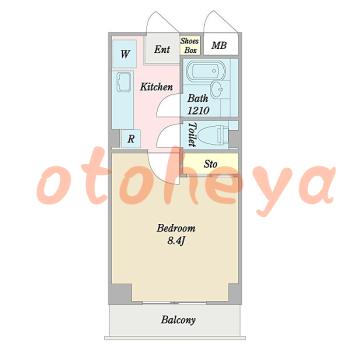 楽器ピアノ可相談 の 賃貸物件 1K 8万円の図面１