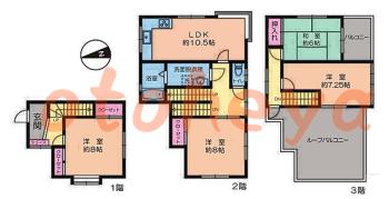 楽器ピアノ可相談 の 賃貸物件 4LDK 13.5万円の図面１