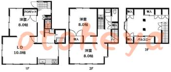 楽器ピアノ可相談 の 賃貸物件 3SLDK 14.7万円の図面１