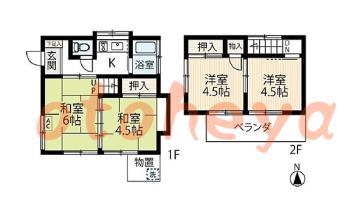 楽器ピアノ可相談 の 賃貸物件 4K 5万円の図面１