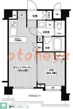 楽器ピアノ可相談 の 賃貸物件 1LDK 14.1万円の図面１