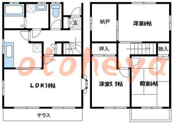 楽器ピアノ可相談 の 賃貸物件 3SLDK 11.2万円の図面１