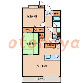 楽器ピアノ可相談 の 賃貸物件 2LDK 15.5万円の図面１