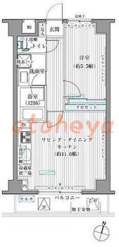 楽器ピアノ可相談 の 賃貸物件 1LDK 16.5万円の図面１