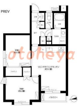 楽器ピアノ可相談 の 賃貸物件 2SLDK 23.3万円の図面１