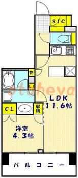 楽器ピアノ可相談 の 賃貸物件 1LDK 15.6万円の図面１