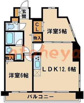 楽器ピアノ可相談 の 賃貸物件 2LDK 17.2万円の図面１